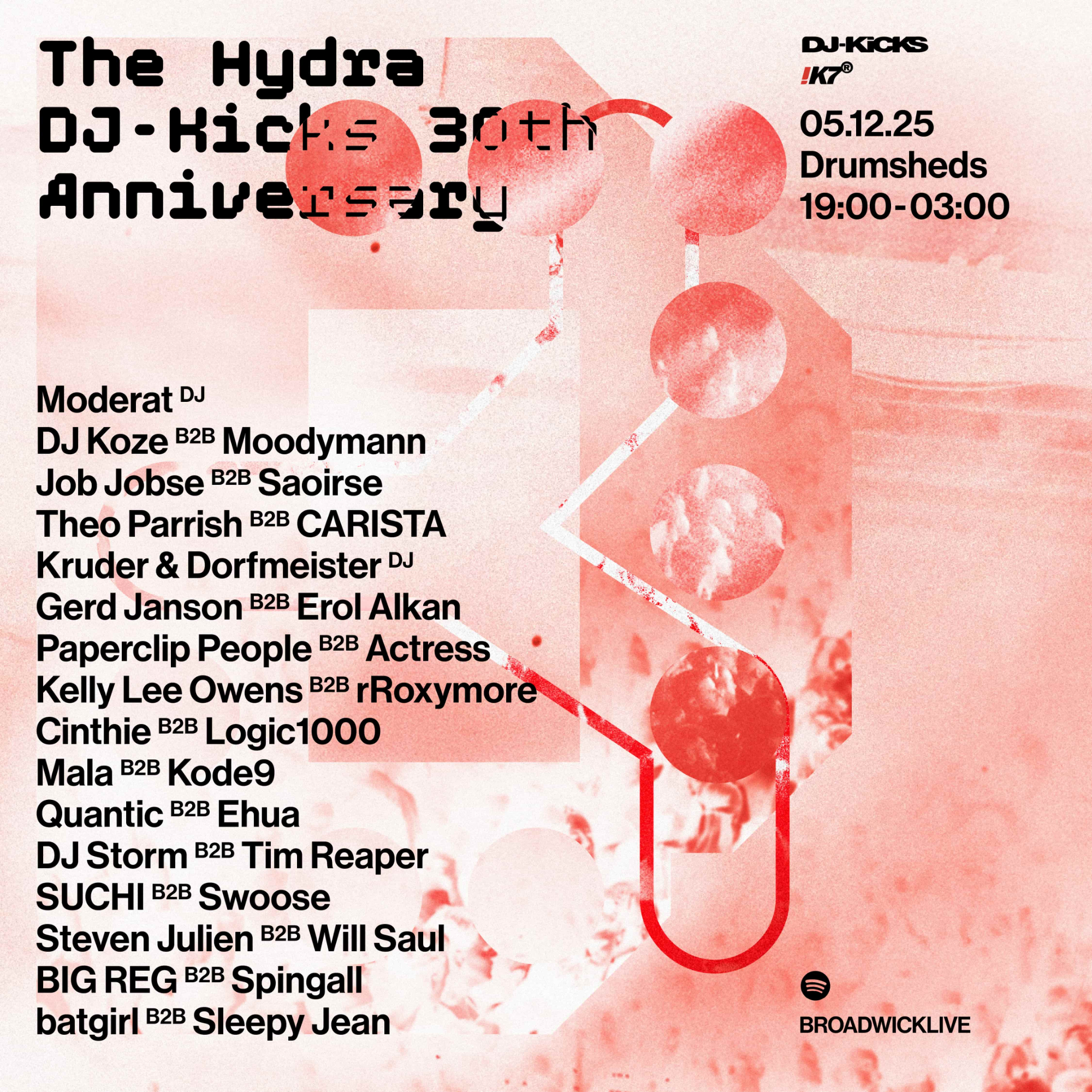 The Hydra: DJ-Kicks 30th Anniversary - Drumsheds - 05 Dec 2025