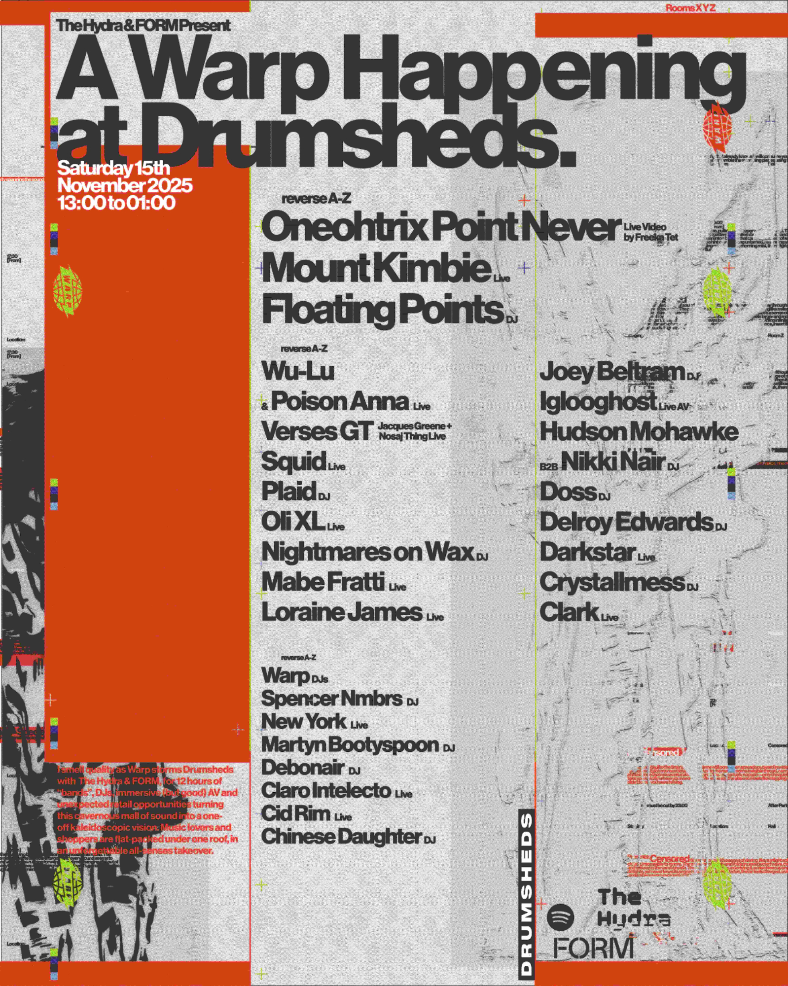 The Hydra: A Warp Happening - Drumsheds - 15 Nov 2025