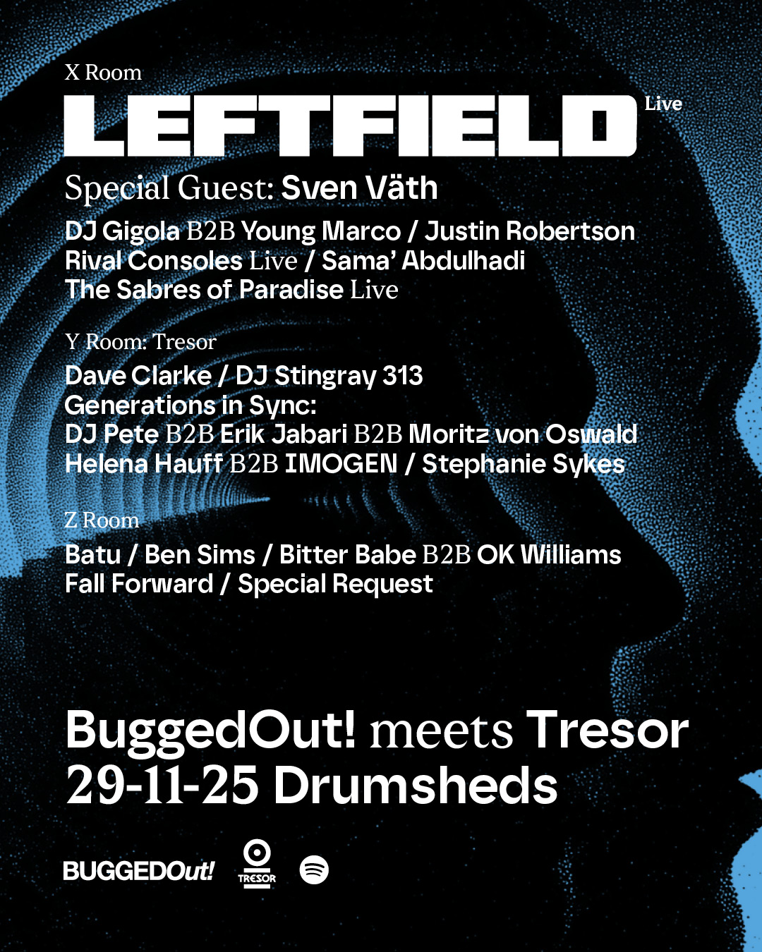 BUGGED OUT! X TRESOR X LEFTFIELD | DRUMSHEDS | 29 NOV - Drumsheds - 29 Nov 2025