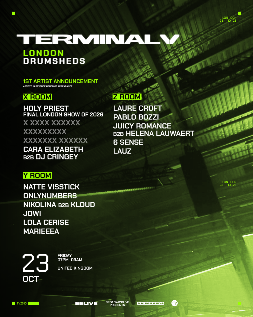 TERMINAL V | DRUMSHEDS | FRI 23 OCT - 26 Oct 2026