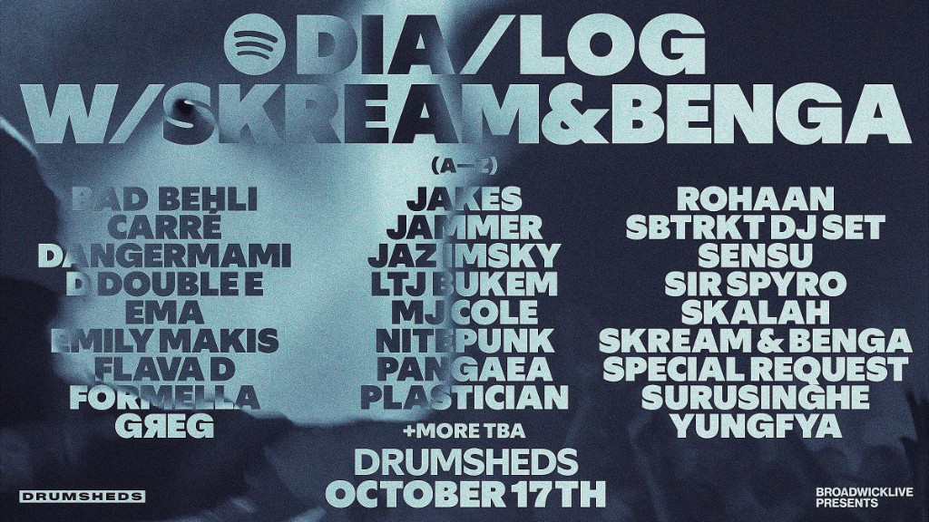 SPOTIFY DIA/LOG W/SKREAM & BENGA - Drumsheds - 17 Oct 2026